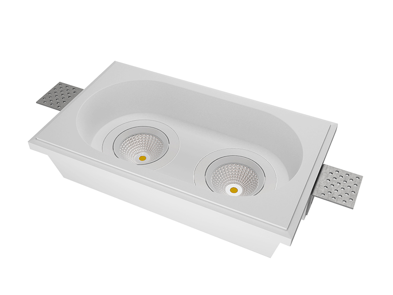 LVY-D0119 Gypsum Plaster Aluminium White 2*GU10/MR16/COB Recessed Double Hole Indoor Downlight