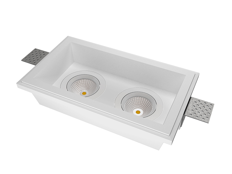 LVY-D0120 Gypsum Plaster Aluminium White Double Hole 2*GU10/MR16/COB Recessed Indoor Downlight