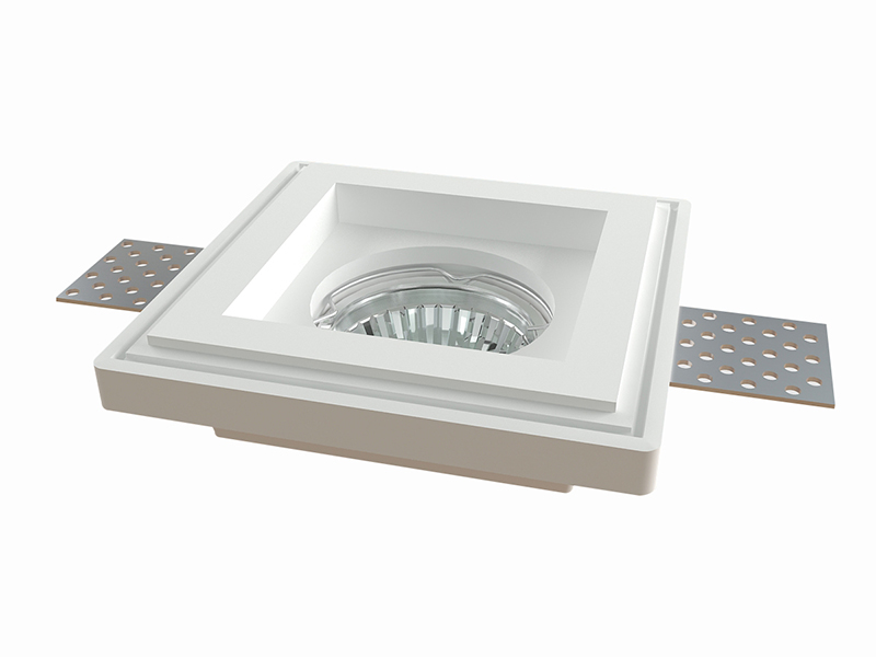 LVY-D0101 Plaster Gypsum White Recessed Trimless GU10 Square Downlight