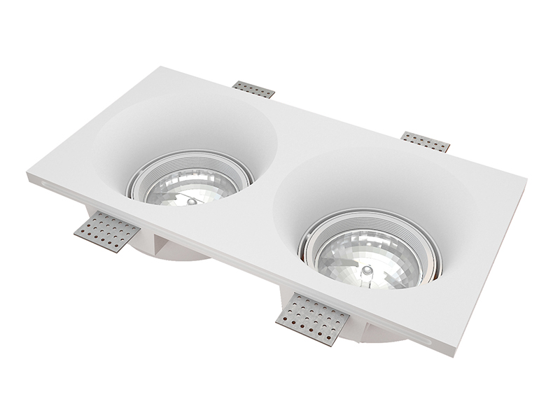 LVY-D0155 Plaster Gypsum White Recessed Trimless 2*AR111 Lamps Downlight